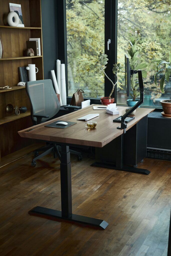 Organized home office desk representing secure digital file storage